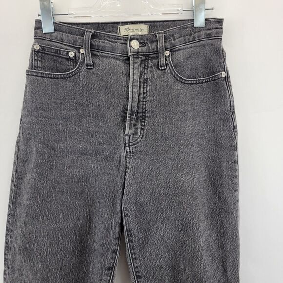 Madewell Jeans Womens 26 Perfect Vintage Straight Faded Black High Rise Raw Hem - Picture 2 of 11